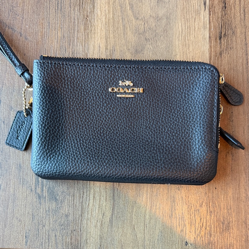 Coach Black Leather Wristlet